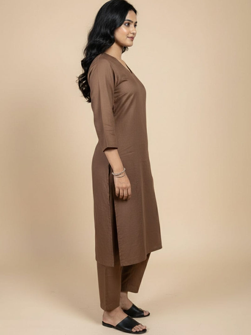 Varanga Women V Neck Straight Kurta With Pants & Dupatta
