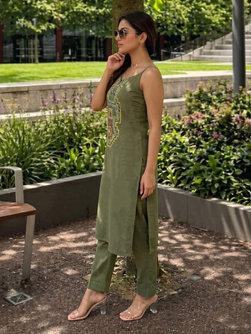 Boho- Olive Women's kurta set
