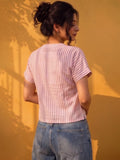 Pink & White Candy Stripe Crop Top