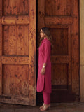 Womens Magenta asymmetrical -Embroidered kurta set
