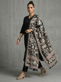 Varanga Women Solid Black V Neck Straight Kurta Set With Printed Dupatta