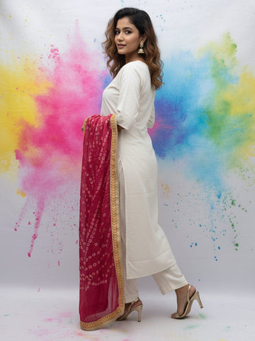 Off-White Half-Sleeve Buttoned Kurta