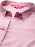 Varanga Women Pink Shirt Collar Straight  Kurta Paired With Tonal Bottom