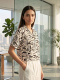 Black Coloured Short Sleeves Shirt Collar Top