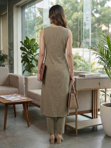 Smart Beige Kurta set