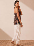 Women Black Sleeveless Short Kurti With Back Dori Detailing