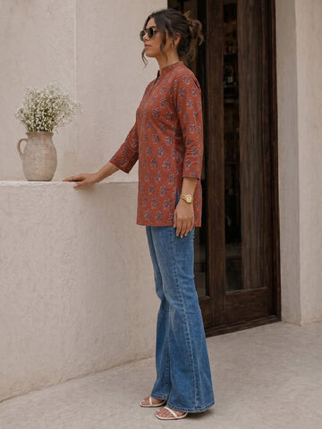 Rust Ajrakh Women's Kurta