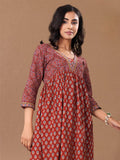 Varanga Maroon Ethnic Motifs Printed Kurta