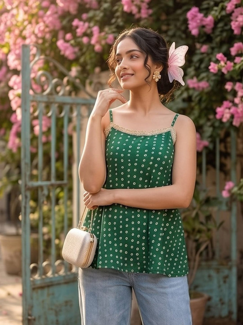 Varanga Strappy Top with Flared Hem