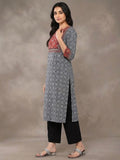 Varanga Women Plus Size Blue & Maroon Ethnic Motifs Printed Kurta