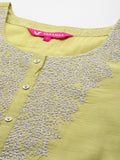 Varanga Women Green Floral Embroidered Chanderi Silk Kurta With Trousers And Dupatta