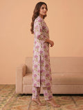 Lavender Floral Printed Cotton Kurta Set