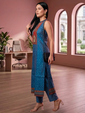 Indigo Geometric Printed Kurta Set