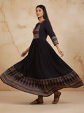 Varanga Midnight Heritage Ajrak-Print Cotton Anarkali