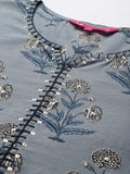 Varanga Women Grey & Blue Ethnic Motifs Printed Kurta