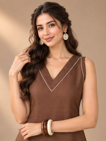 Varanga Floral Embroidered A-Line Midi Women Dress