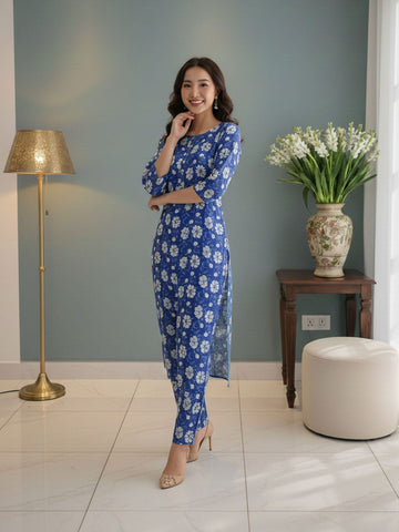 The Purple Petal  Cotton Suit Set