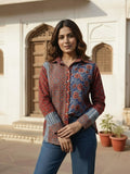 Paneled Cotton Shirt with Floral and Geometric Prints