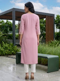 Varanga Women Mauve Straight Kurta With Gota Lace Embellished Kurta.