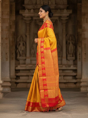 Ethnic Motifs Silk Cotton Handloom Banarasi Saree