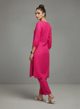 varanga Women Straight Kurta With Embroidery On Neck Paired With Solid Trousers