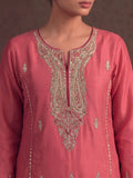 Salmon Pink Zardosi Embroidered Silk Suit Set