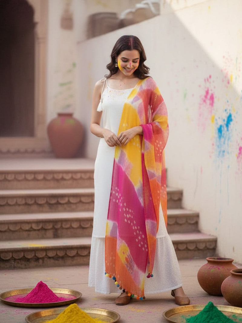 Sleeveless Sharara Suit in Off-White