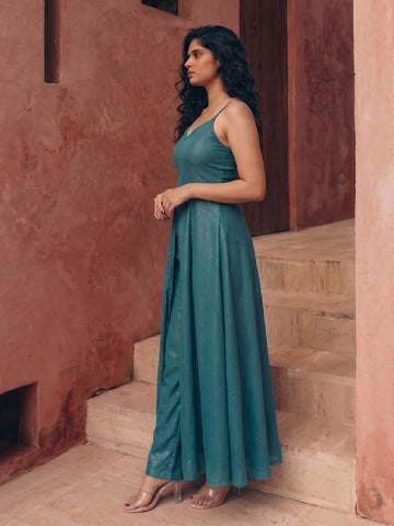 Elegant Teal Kurta Set With Trousers