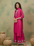 Varanga Women Zari Embroidered Yoke Kurta With Sharara And Dupatta
