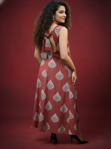 Ajrakh Print Sleeveless Maxi Dress