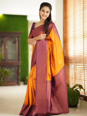Ethnic Motifs Silk Cotton Handloom Banarasi Saree