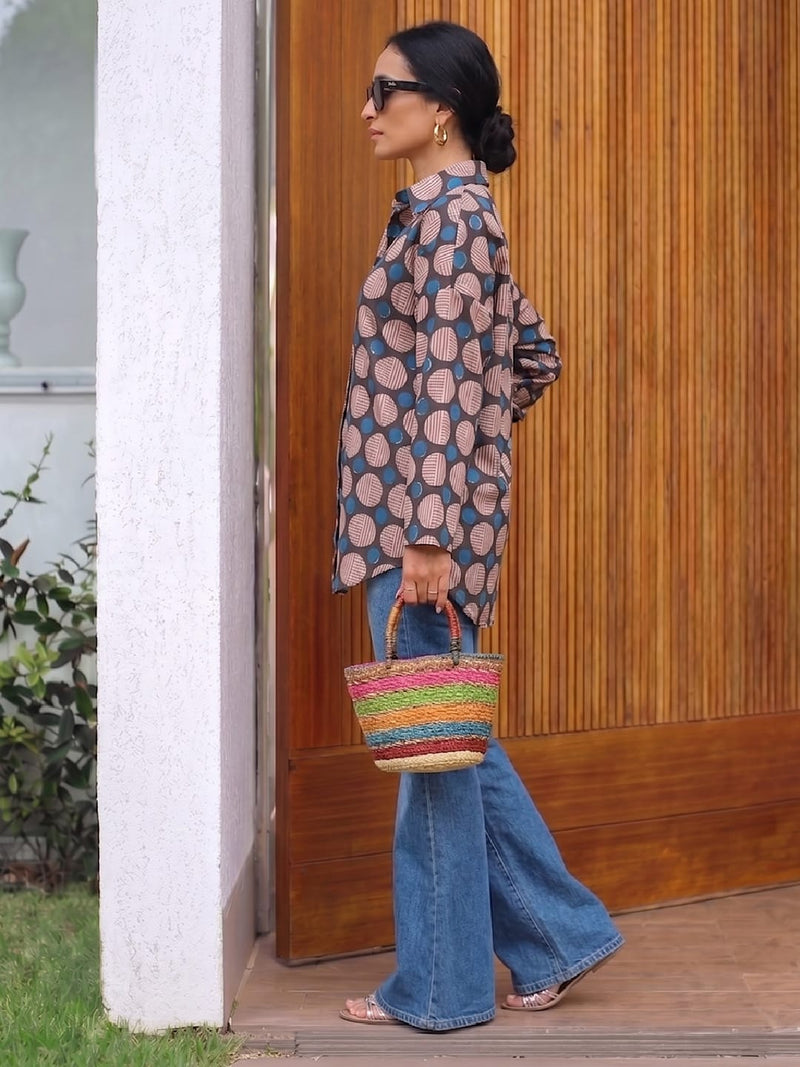 Varanga Women's geometric printed long shirt