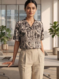 Black Coloured Short Sleeves Shirt Collar Top