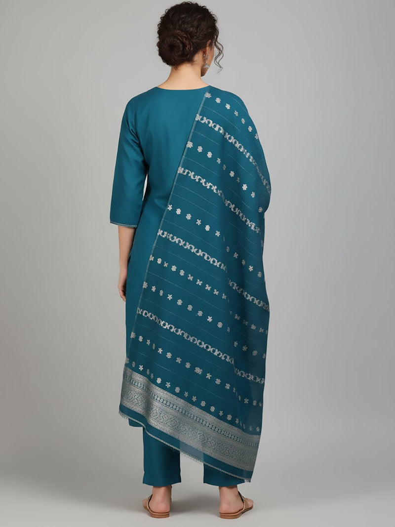 Varanga Women Thread detailed yoke Kurta and Trouser with Dupata
