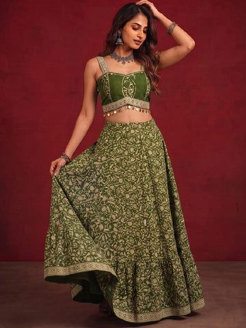 Block Printed Lehenga Choli Set