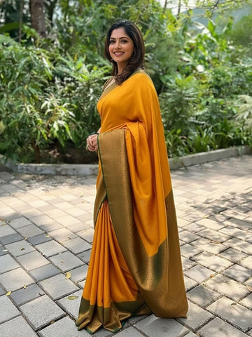 Ethnic Motifs Silk Cotton Handloom Banarasi Saree