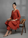 Varanga Women Orange Solid A-Line Kurta Paired With Tonal Bottom