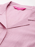 Varanga Women Pink Shirt Collar Neck A-Line Kurta Paired With Tonal Bottom