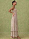 Embellished Mirror-Work Halter Kurta With Palazzo Set