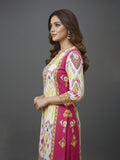 Ethnic Multicolor Ikat Printed Kurta Set With Dupatta & Solid Trouser