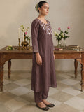 Brown Shimmer Kurta Set With Pants And Dupatta