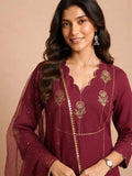 Noor Maroon Embroidered Kurta & Trouser