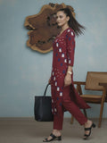Printed Rust Red Kurta Set