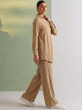 Women's Solid Relaxed-Fit Shirt & Wide-Leg Co-Ord Set