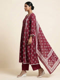 Varanga Women Ethnic Jaipuri Printed Pintuck Yoke With Trouser & Dupatta