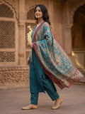 Effortless Teal Radiance Kurta Set With Dupatta
