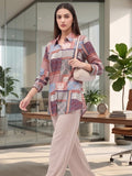 Multi Coloured Slim Collar Long Sleeves Colourblocked Shirt