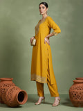 Zari Embroidered yoke Kurta With Trouser & Dupatta