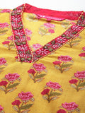 Varanga Women Floral Printed Embroidered V Neck Straight Kurta