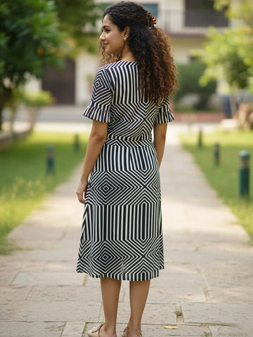 Tailored Stripe & Checkerboard Dress